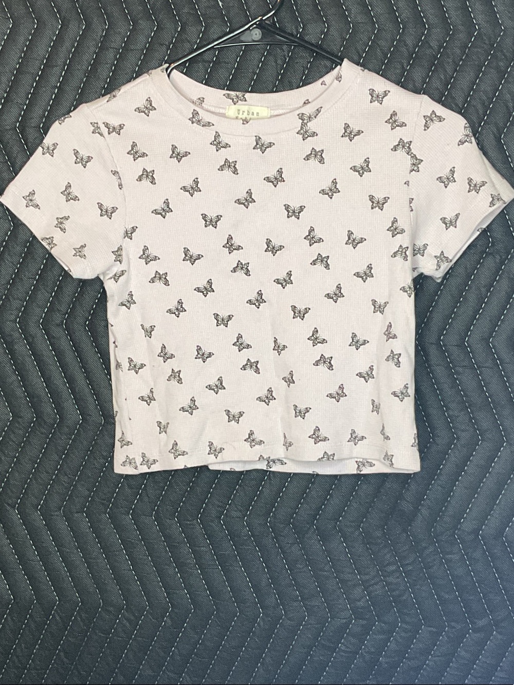 Urban Outfitters Light Pink Butterfly Print Short Sleeve Tee